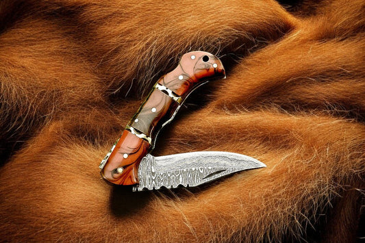 Damascus Knife Store Folding Knife – Epoxy Resin Handle | 3 inch blade - Angler's Pro Tackle & Outdoors