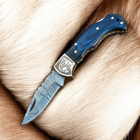 Damascus Knife Store Folding Knife – Exotic Wood & Brass - Angler's Pro Tackle & Outdoors