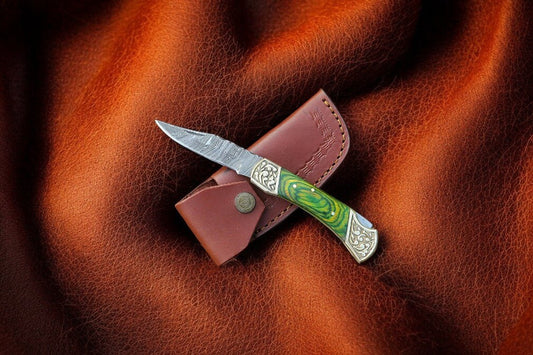 Damascus Knife Store Folding Knife – Exotic Wood Handle - Angler's Pro Tackle & Outdoors