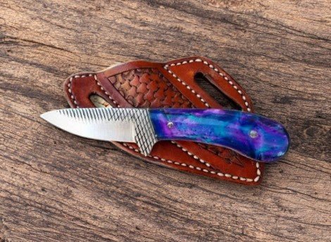 Damascus Knife Store Handmade Belt Knife – Rasp Steel Blade & Resin Handle - Angler's Pro Tackle & Outdoors