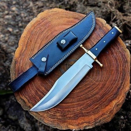 Damascus Knife Store Handmade Bowie Knife – D2 Steel Blade & Buffalo Horn Handle - Angler's Pro Tackle & Outdoors