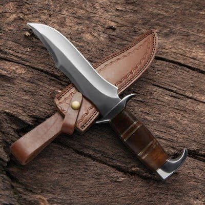 Damascus Knife Store Handmade Carbon Steel Bowie Knife – 14" with Wood Handle - Angler's Pro Tackle & Outdoors
