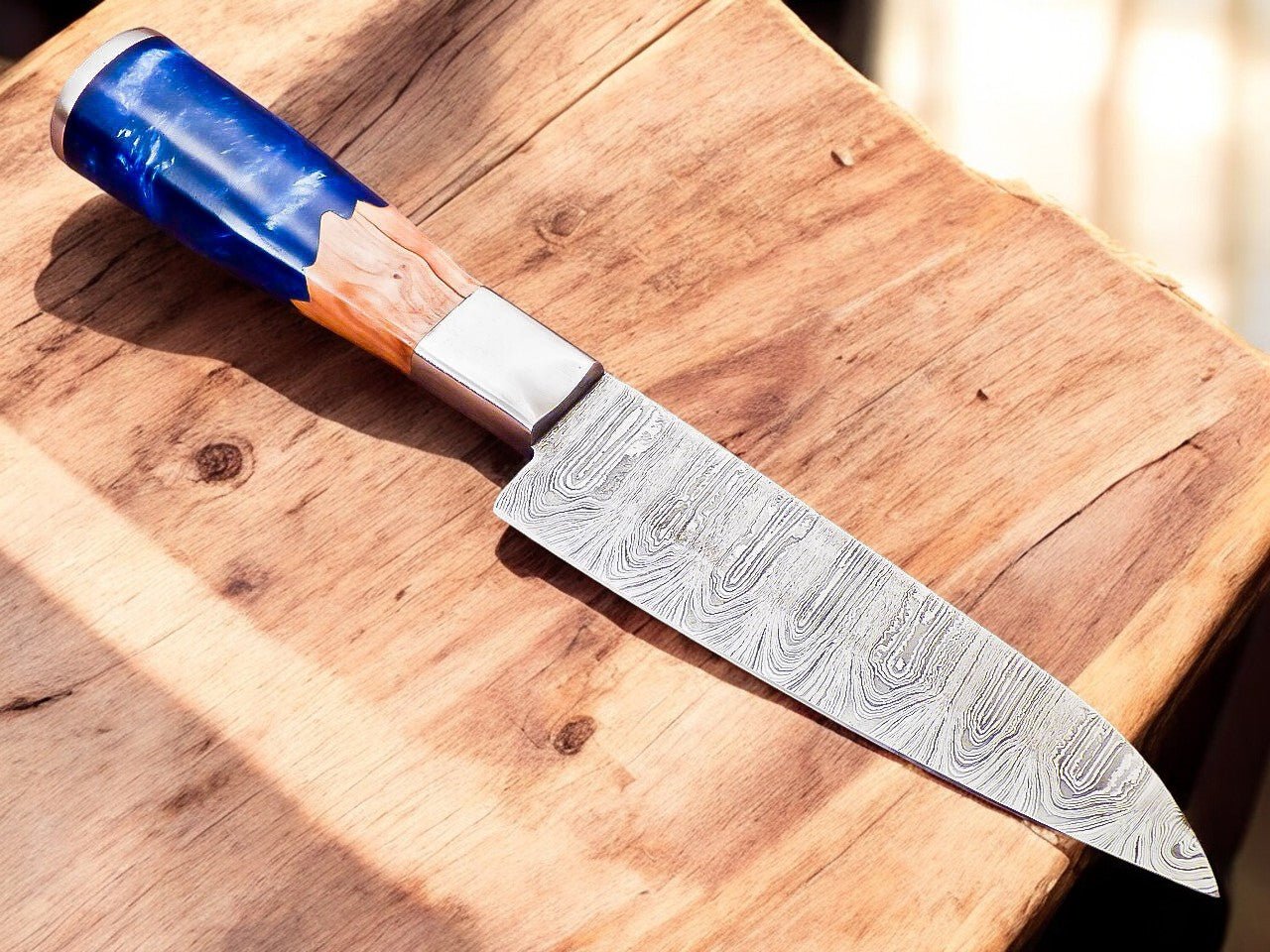 Damascus Knife Store Handmade Chef Knife – Resin Wood Handle, 12" - Angler's Pro Tackle & Outdoors