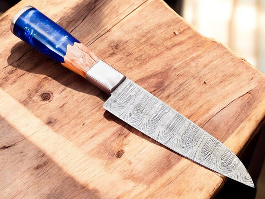 Damascus Knife Store Handmade Chef Knife – Resin Wood Handle, 12" - Angler's Pro Tackle & Outdoors