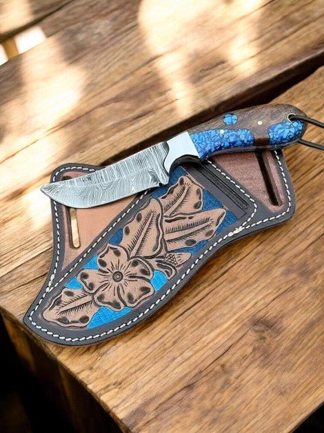 Damascus Knife Store Handmade Cowboy Knife – Damascus Steel & Resin Handle - Angler's Pro Tackle & Outdoors