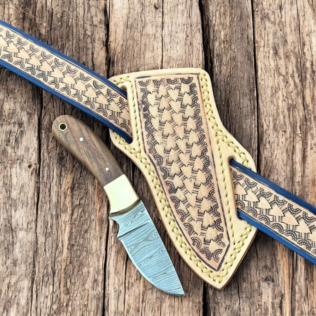 Damascus Knife Store Handmade Cowboy Knife with Damascus Blade & Sheath - Angler's Pro Tackle & Outdoors