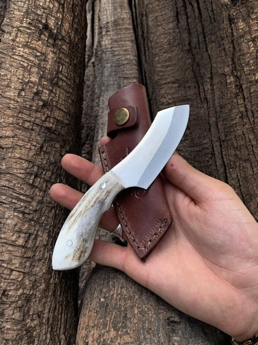 Damascus Knife Store Handmade D2 Steel Skinning Knife with Elk Antler Handle - Angler's Pro Tackle & Outdoors