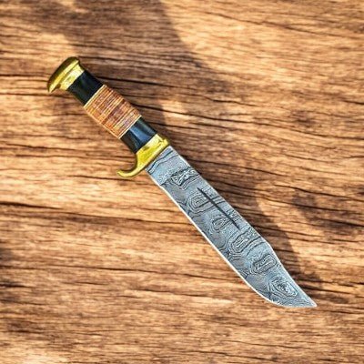 Damascus Knife Store Handmade Damascus Bowie Knife – 14" with Buffalo Horn Handle - Angler's Pro Tackle & Outdoors