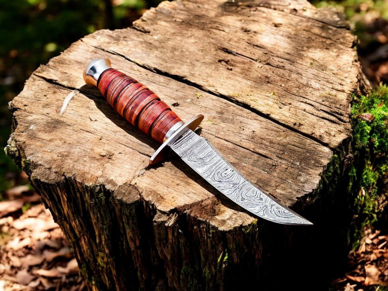 Damascus Knife Store Handmade Damascus Bowie Knife – Buffalo Horn Handle - Angler's Pro Tackle & Outdoors
