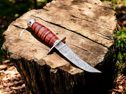 Damascus Knife Store Handmade Damascus Bowie Knife – Buffalo Horn Handle - Angler's Pro Tackle & Outdoors