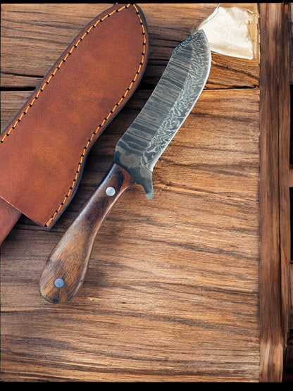Damascus Knife Store Handmade Damascus Cowboy Knife with Exotic Wood Handle - Angler's Pro Tackle & Outdoors