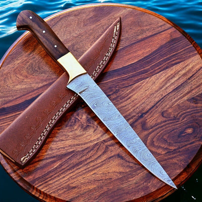 Damascus Knife Store Handmade Damascus Fillet Knife – 12.5" Rosewood Handle - Angler's Pro Tackle & Outdoors