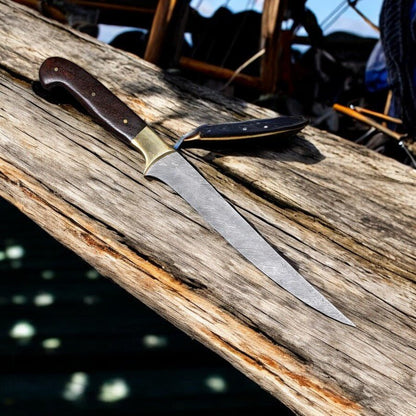 Damascus Knife Store Handmade Damascus Fillet Knife – 8" Blade, Rosewood Handle - Angler's Pro Tackle & Outdoors
