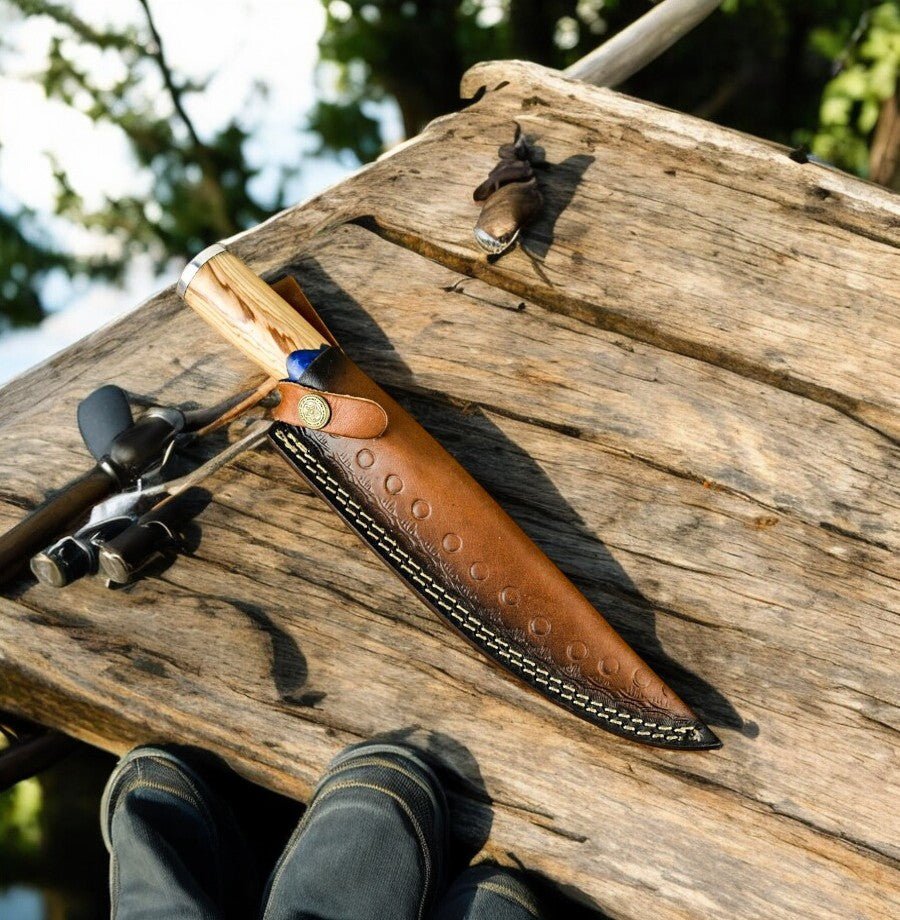 Damascus Knife Store Handmade Damascus Fillet Knife – Epoxy Olive Wood Handle - Angler's Pro Tackle & Outdoors