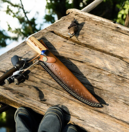 Damascus Knife Store Handmade Damascus Fillet Knife – Epoxy Olive Wood Handle - Angler's Pro Tackle & Outdoors