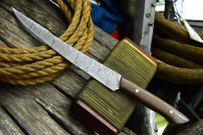 Damascus Knife Store Handmade Damascus Fillet Knife – Walnut Wood Handle - Angler's Pro Tackle & Outdoors