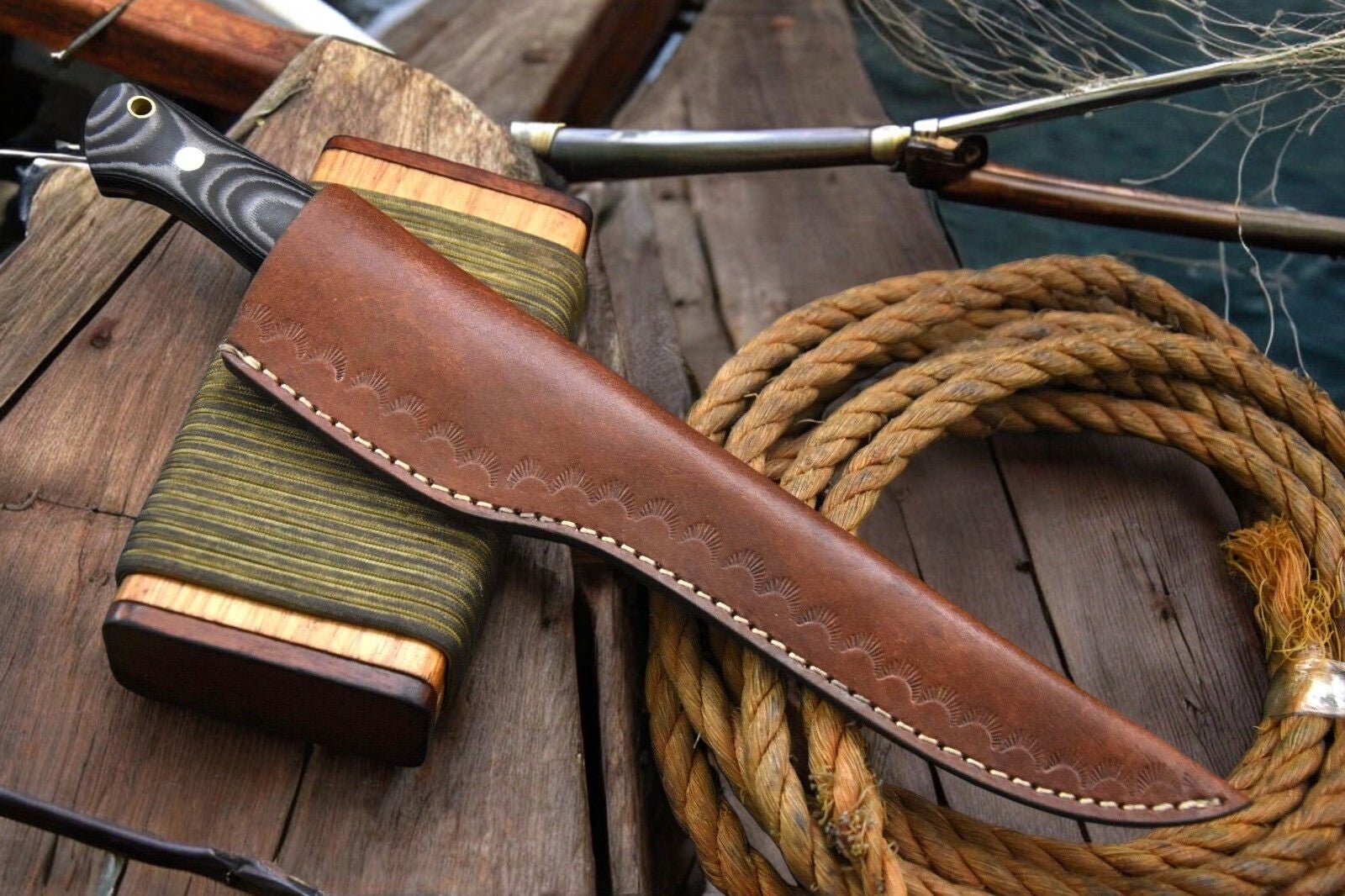 Damascus Knife Store Handmade Damascus Fillet Knife with G - 10 Micarta Handle - Angler's Pro Tackle & Outdoors