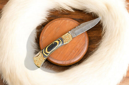 Damascus Knife Store Handmade Damascus Folding Knife – Exotic Wood Handle - Angler's Pro Tackle & Outdoors