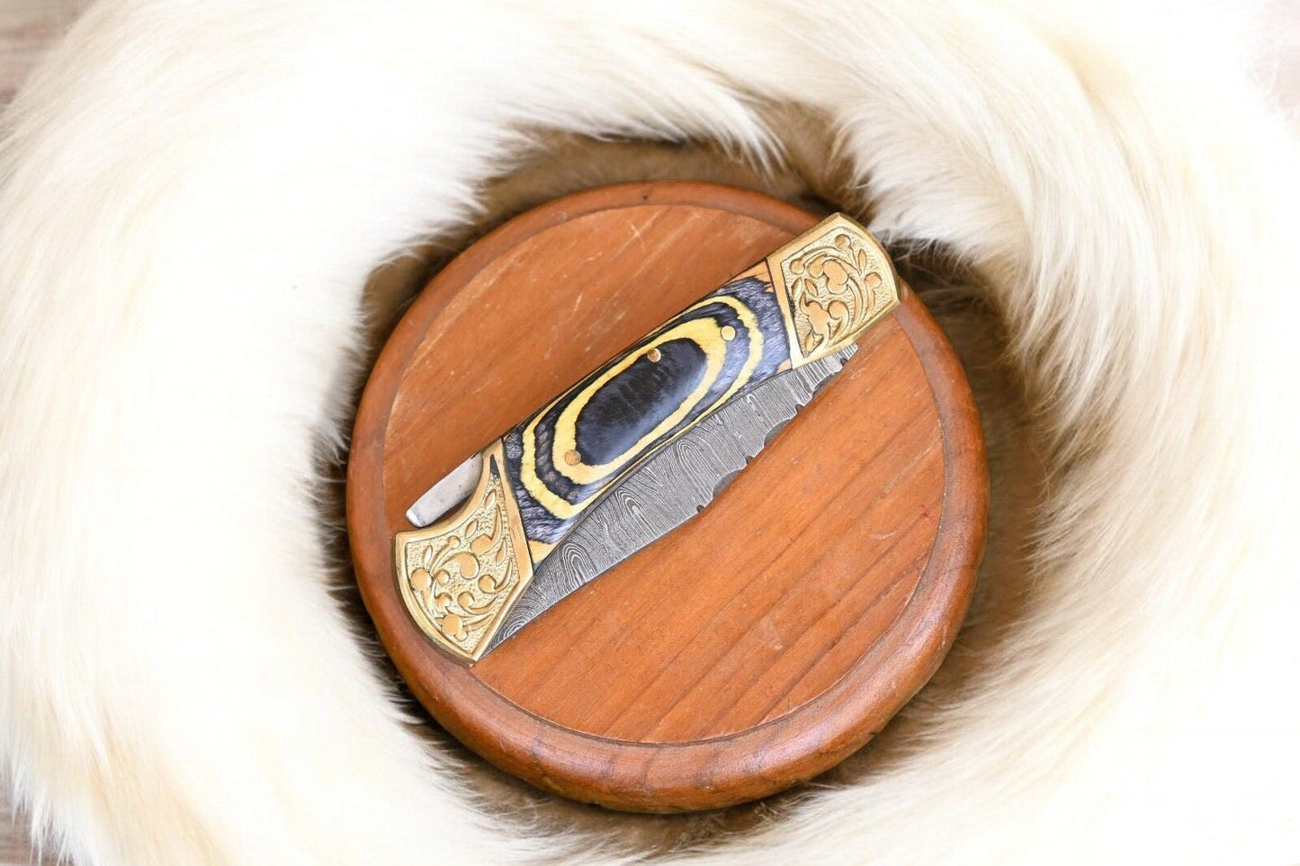 Damascus Knife Store Handmade Damascus Folding Knife – Exotic Wood Handle - Angler's Pro Tackle & Outdoors