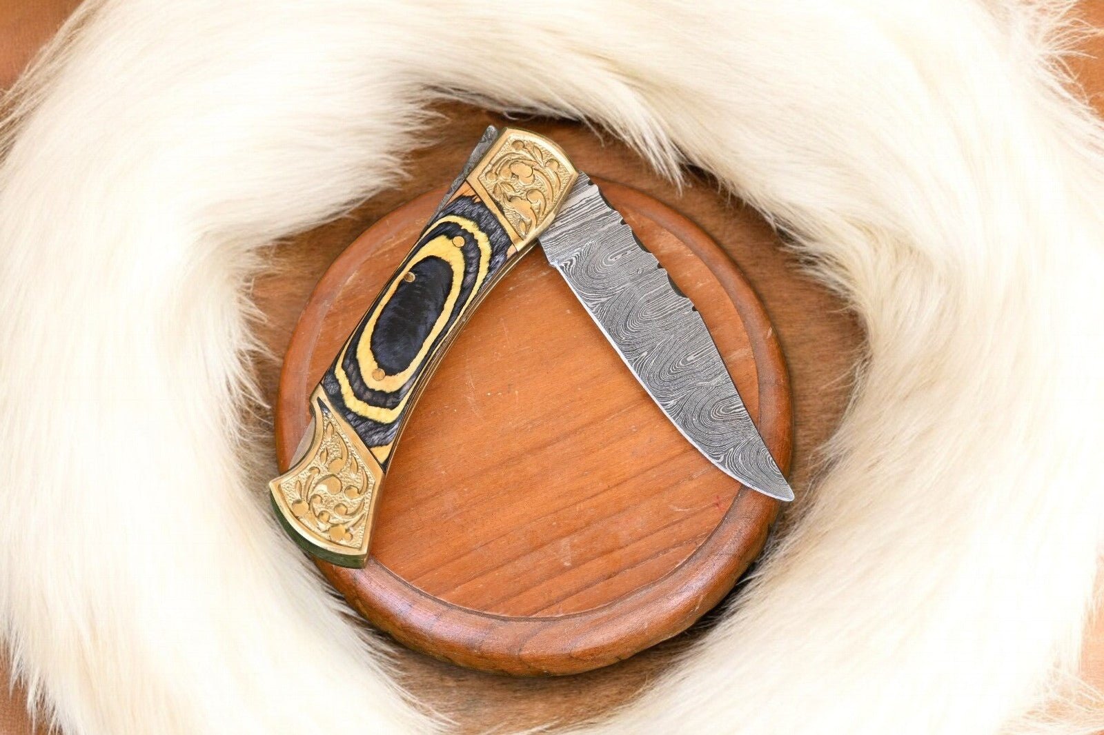 Damascus Knife Store Handmade Damascus Folding Knife – Exotic Wood Handle - Angler's Pro Tackle & Outdoors