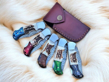 Damascus Knife Store Handmade Damascus Folding Knife | Stag & Exotic Wood - Angler's Pro Tackle & Outdoors