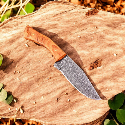 Damascus Knife Store Handmade Damascus Hunting Knife – 10" with Wood Handle - Angler's Pro Tackle & Outdoors