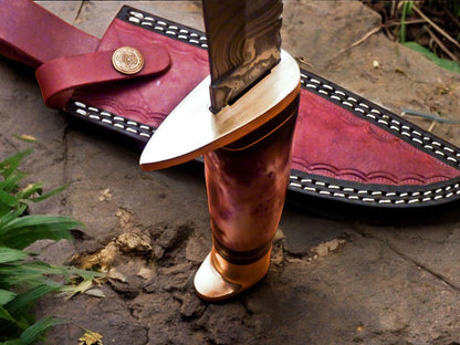 Damascus Knife Store Handmade Damascus Hunting Knife – 12" with Bone Handle - Angler's Pro Tackle & Outdoors