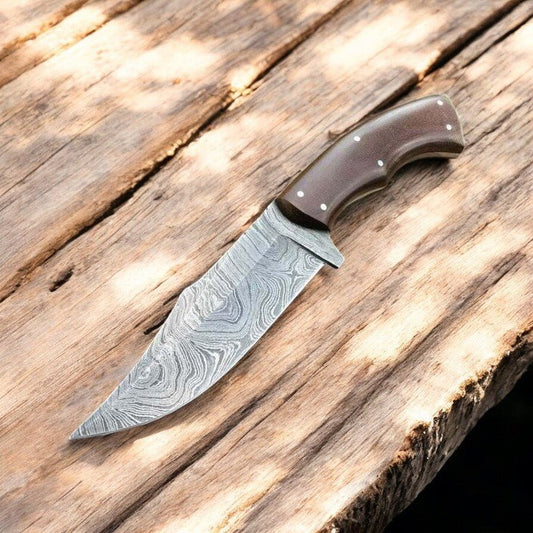 Damascus Knife Store Handmade Damascus Hunting Knife – 9" with Wood Handle - Angler's Pro Tackle & Outdoors