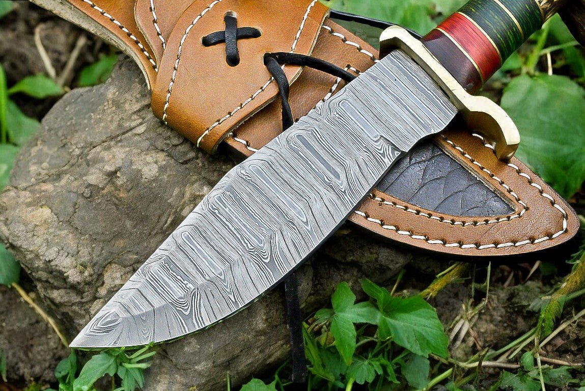Damascus Knife Store Handmade Damascus Hunting Knife – Antler & Wood Handle - Angler's Pro Tackle & Outdoors