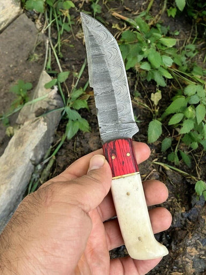 Damascus Knife Store Handmade Damascus Hunting Knife – Bone & Exotic Wood - Angler's Pro Tackle & Outdoors