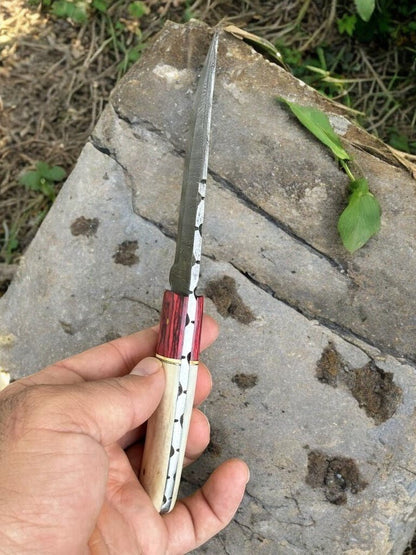 Damascus Knife Store Handmade Damascus Hunting Knife – Bone & Exotic Wood - Angler's Pro Tackle & Outdoors