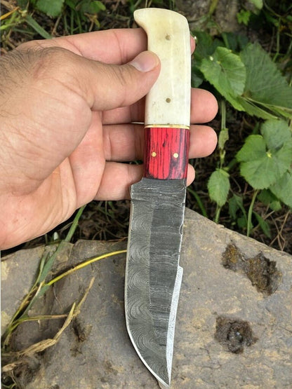 Damascus Knife Store Handmade Damascus Hunting Knife – Bone & Exotic Wood - Angler's Pro Tackle & Outdoors