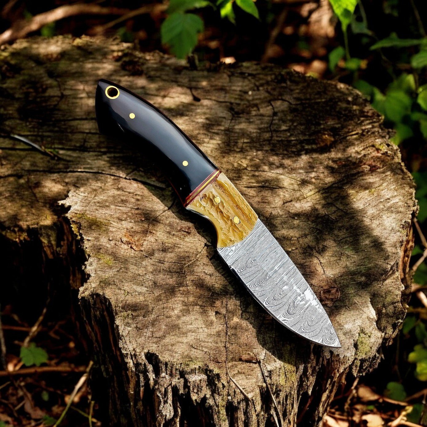 Damascus Knife Store Handmade Damascus Hunting Knife – Buffalo & Antler Horn - Angler's Pro Tackle & Outdoors