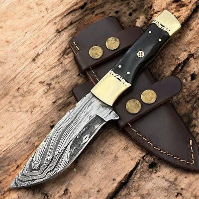 Damascus Knife Store Handmade Damascus Hunting Knife – Buffalo Horn Handle - Angler's Pro Tackle & Outdoors