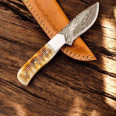 Damascus Knife Store Handmade Damascus Hunting Knife – Camel Bone Handle - Angler's Pro Tackle & Outdoors