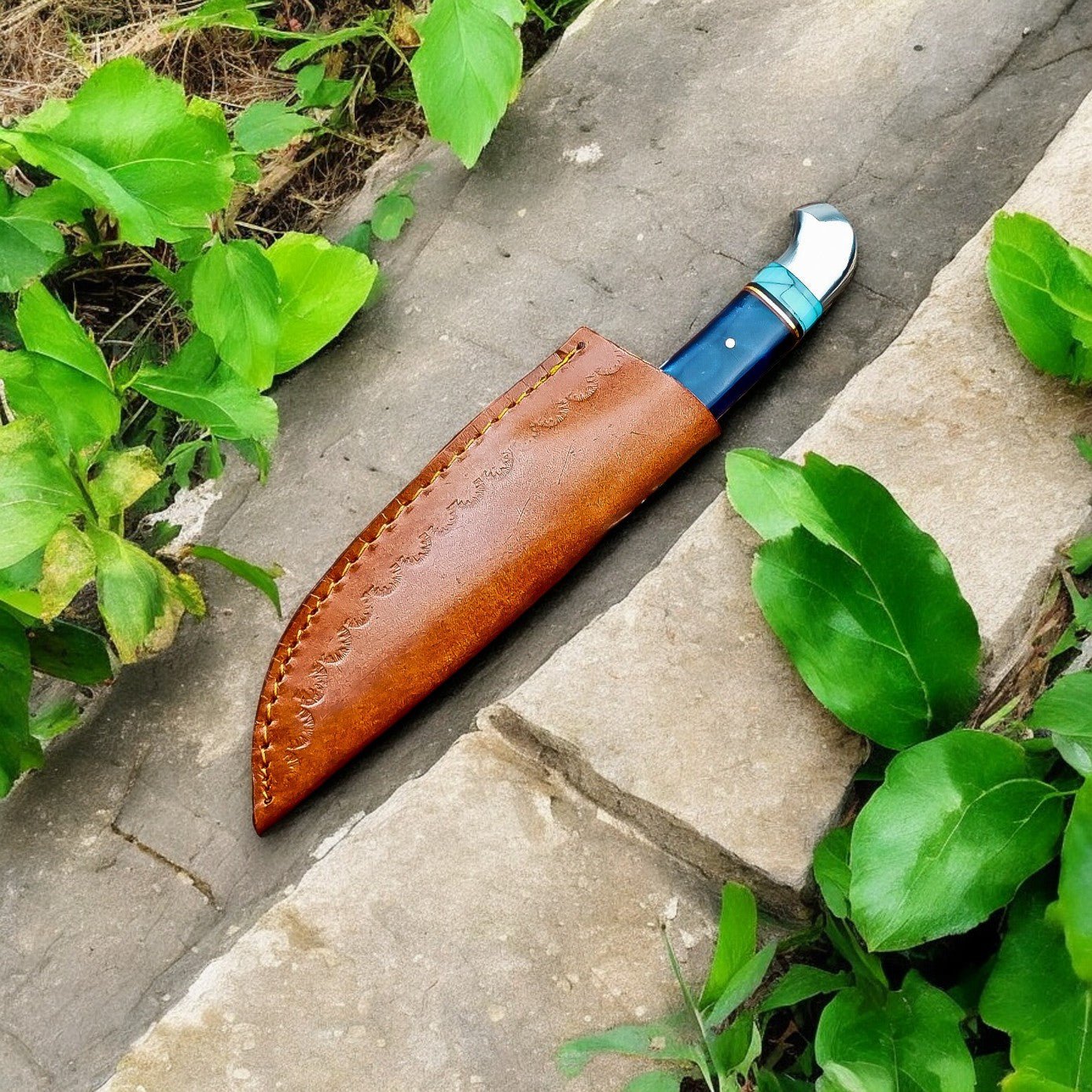 Damascus Knife Store Handmade Damascus Hunting Knife – Epoxy Resin Handle - Angler's Pro Tackle & Outdoors