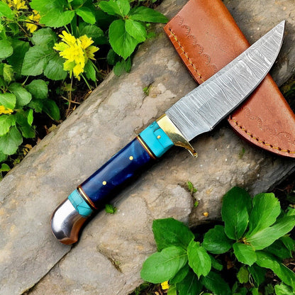Damascus Knife Store Handmade Damascus Hunting Knife – Epoxy Resin Handle - Angler's Pro Tackle & Outdoors