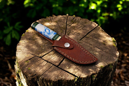 Damascus Knife Store Handmade Damascus Hunting Knife with Epoxy Resin Handle - Angler's Pro Tackle & Outdoors