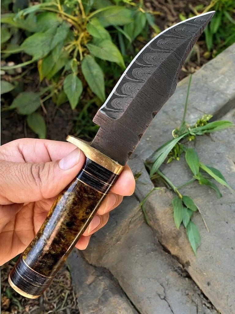Damascus Knife Store Handmade Damascus Hunting Knife with Epoxy Resin Handle - Angler's Pro Tackle & Outdoors