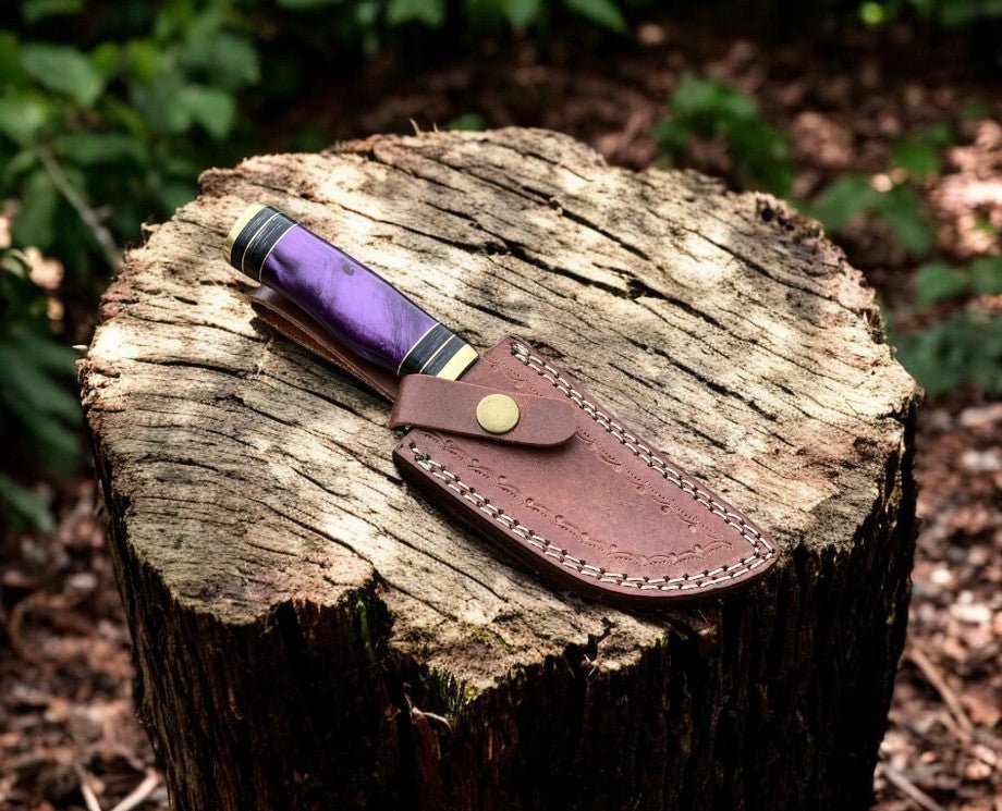 Damascus Knife Store Handmade Damascus Hunting Knife with Epoxy Resin Handle - Angler's Pro Tackle & Outdoors