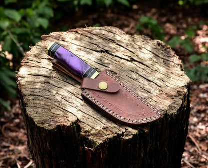 Damascus Knife Store Handmade Damascus Hunting Knife with Epoxy Resin Handle - Angler's Pro Tackle & Outdoors
