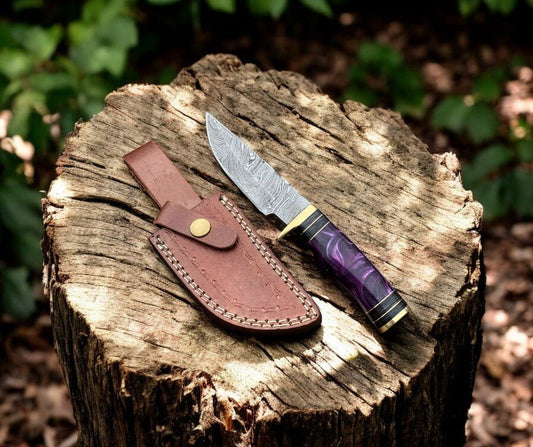 Damascus Knife Store Handmade Damascus Hunting Knife with Epoxy Resin Handle - Angler's Pro Tackle & Outdoors
