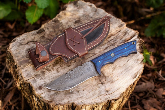 Damascus Knife Store Handmade Damascus Hunting Knife with Exotic Wood Handle - Angler's Pro Tackle & Outdoors