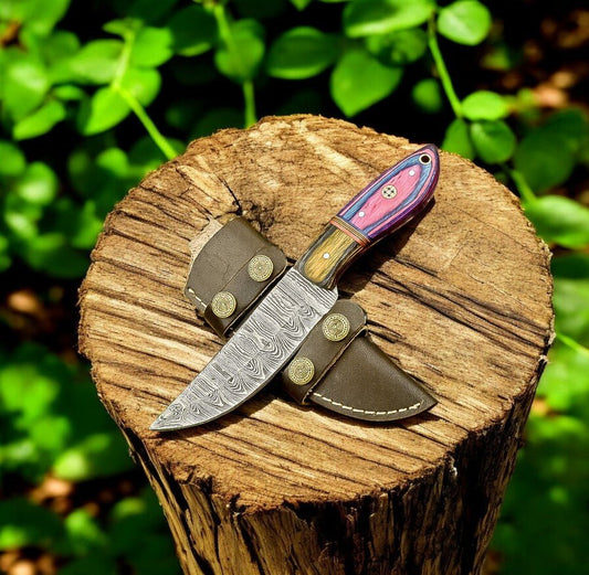 Damascus Knife Store Handmade Damascus Hunting Knife with Exotic Wood Handle - Angler's Pro Tackle & Outdoors