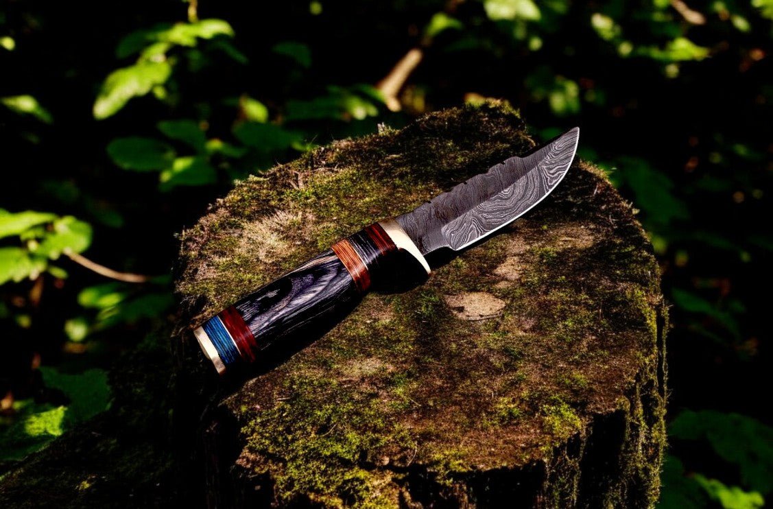 Damascus Knife Store Handmade Damascus Hunting Knife with Exotic Wood Handle - Angler's Pro Tackle & Outdoors