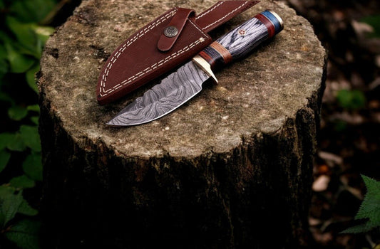 Damascus Knife Store Handmade Damascus Hunting Knife with Exotic Wood Handle - Angler's Pro Tackle & Outdoors