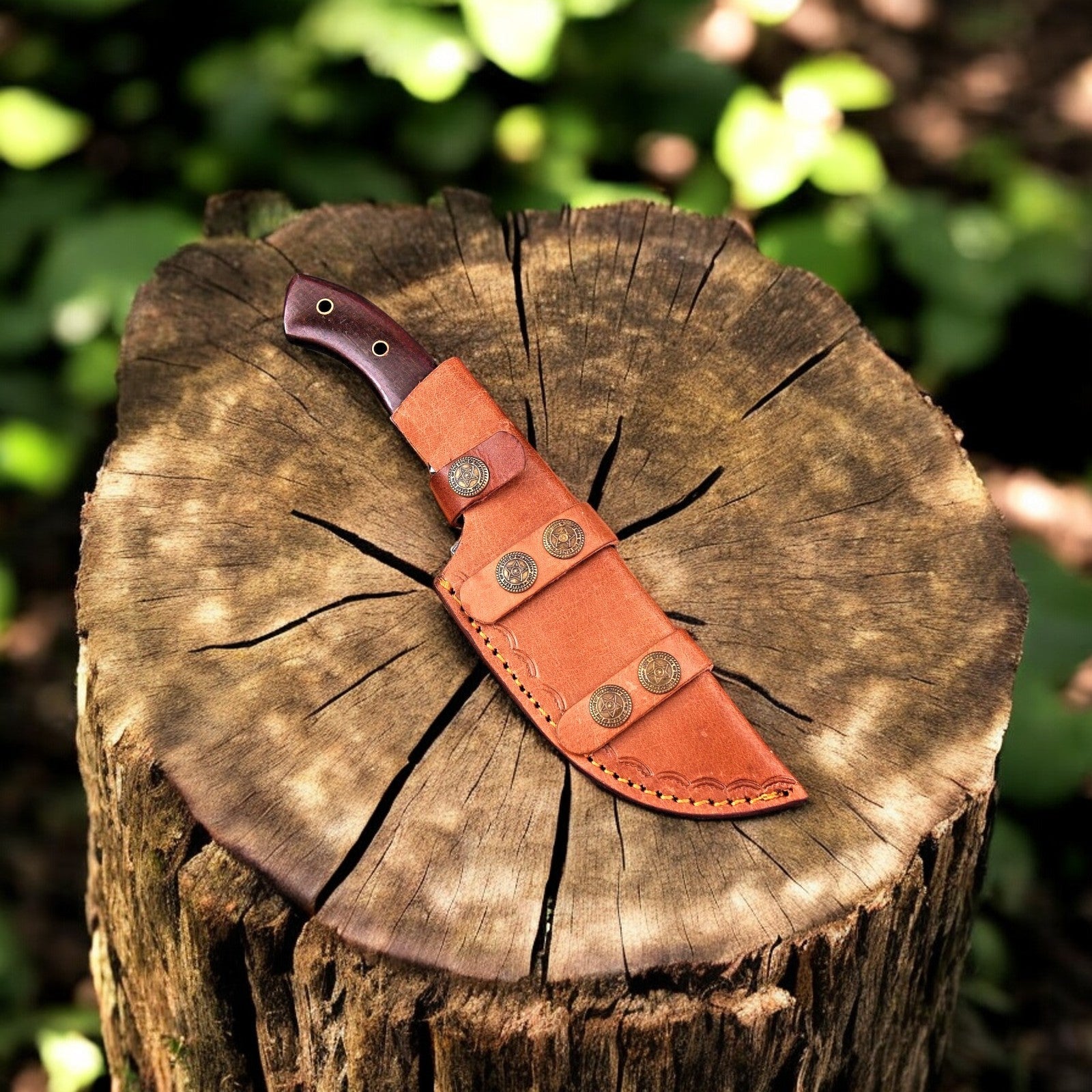 Damascus Knife Store Handmade Damascus Hunting Knife with Rosewood Handle – 10" - Angler's Pro Tackle & Outdoors