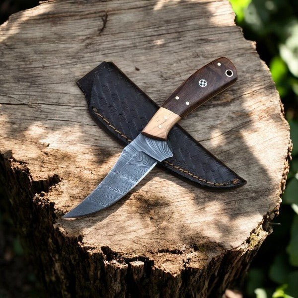 Damascus Knife Store Handmade Damascus Hunting Knife with Rosewood Handle - Angler's Pro Tackle & Outdoors