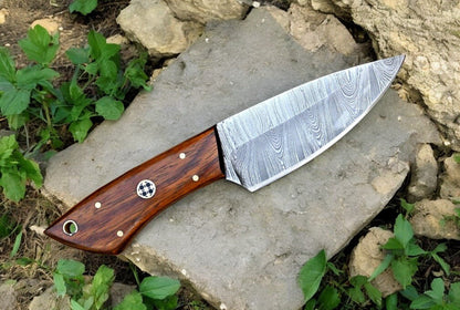 Damascus Knife Store Handmade Damascus Hunting Knife with Rosewood Handle - Angler's Pro Tackle & Outdoors
