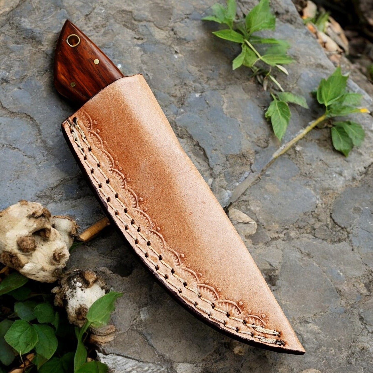 Damascus Knife Store Handmade Damascus Hunting Knife with Rosewood Handle - Angler's Pro Tackle & Outdoors